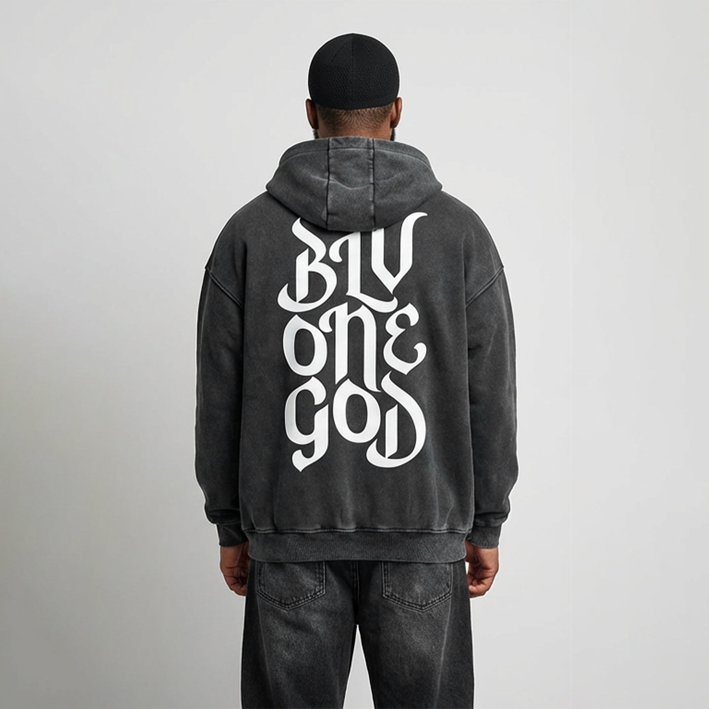 Snow Washed Zip-Through Fleece Hoodie