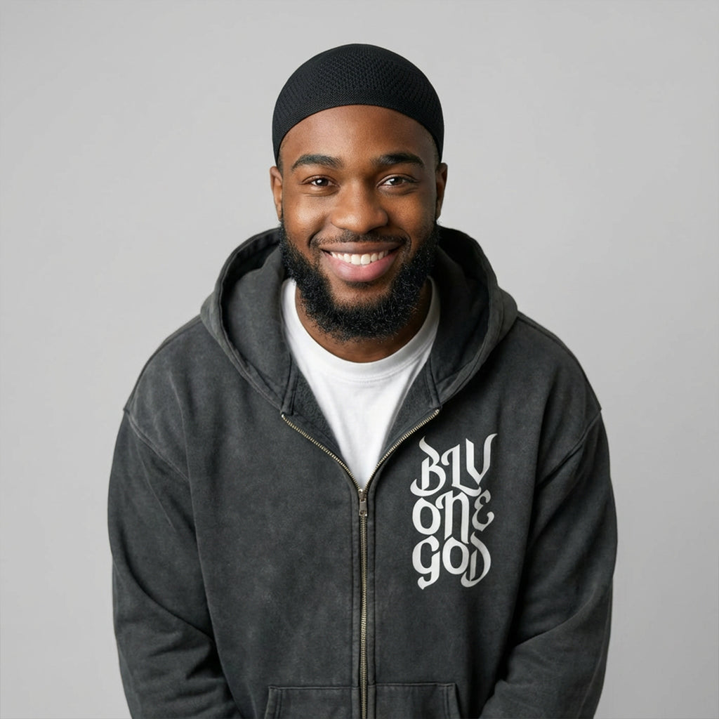 Snow Washed Zip-Through Fleece Hoodie